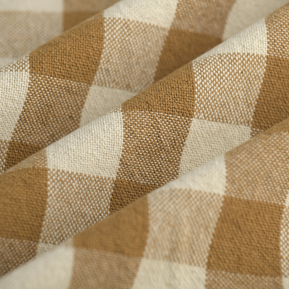 Tissu tissé teint recyclé vichy célestin peanut