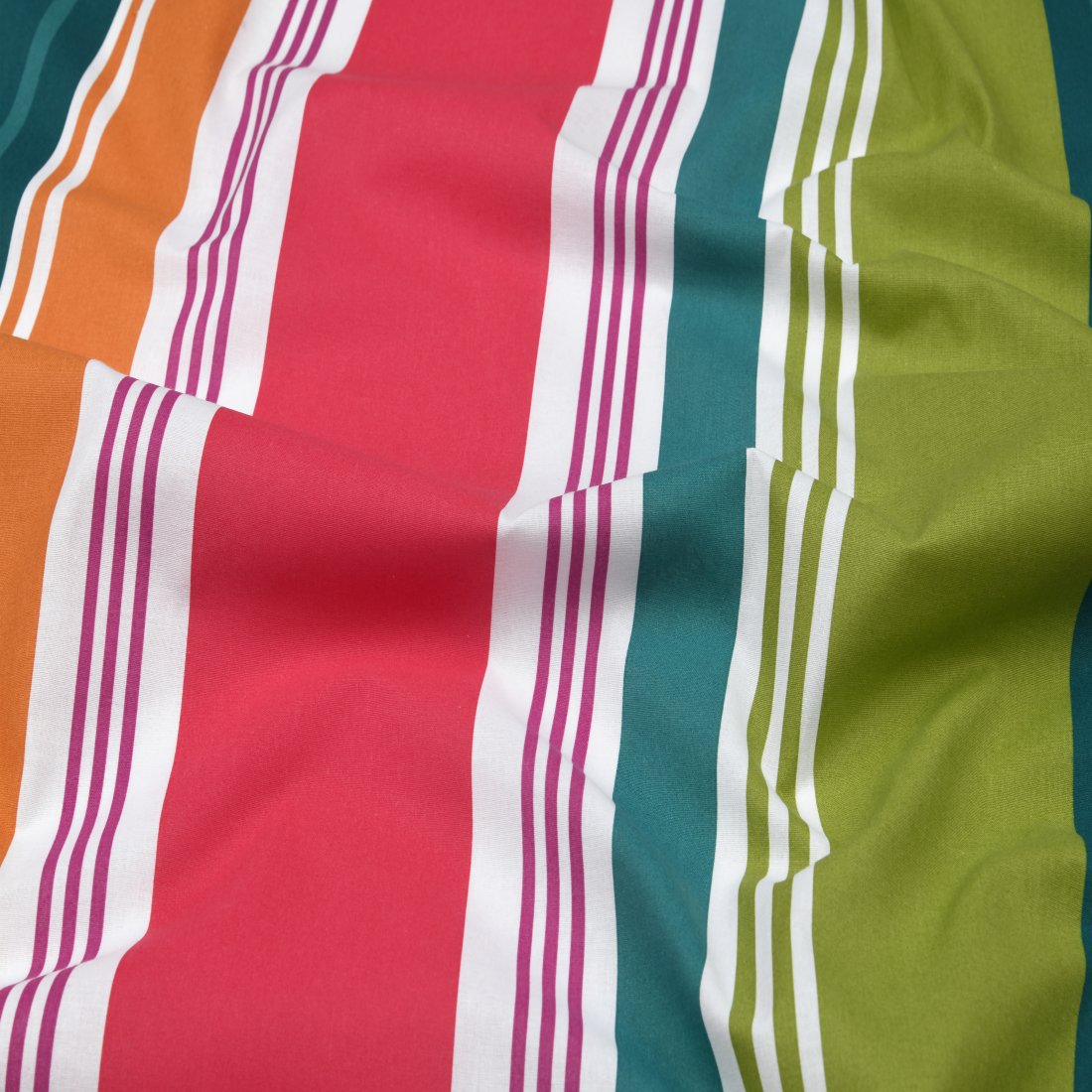 Tissu cretonne imprimé rayures Mahai multicolore