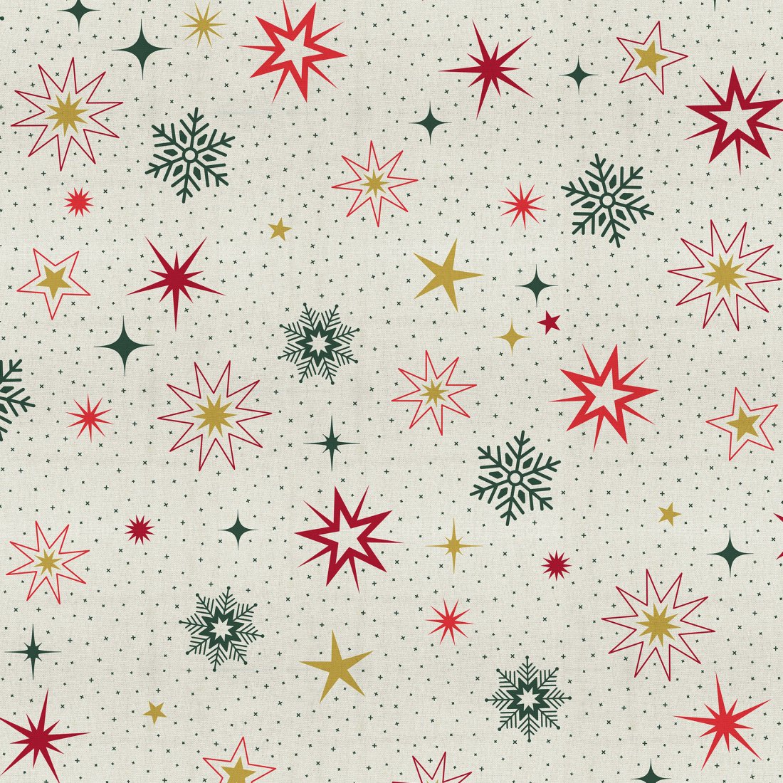 Bachette etoile et flocon rouge vert fond pois