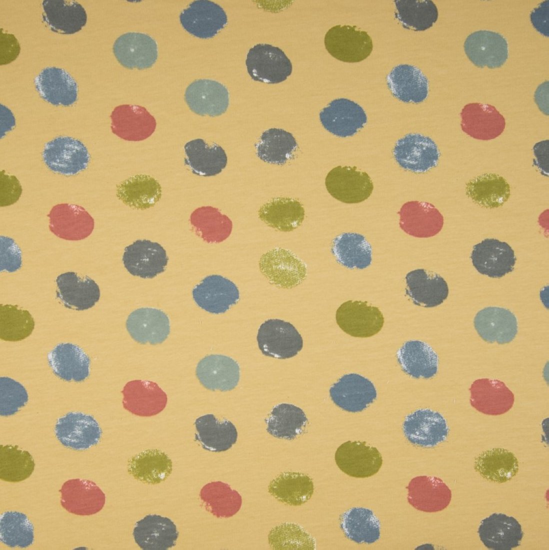 Tissu molleton sweat French Terry coton bio pois jaune