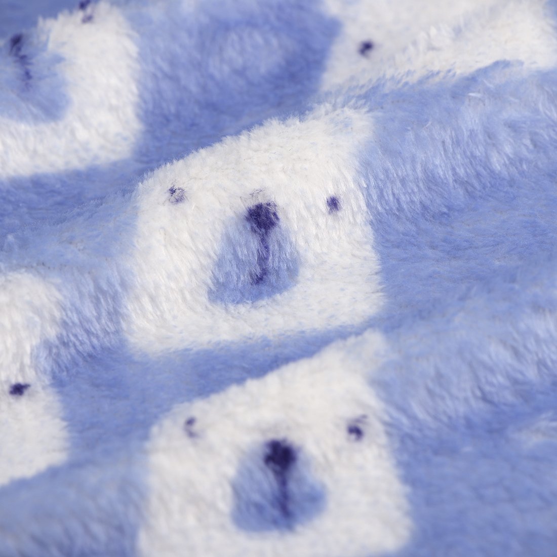 Tissu douillette tête d'ours bleu - MT
