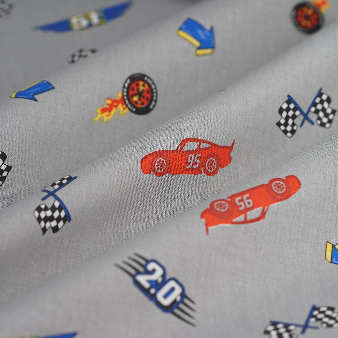 Tissu cretonne Cars grise - MT