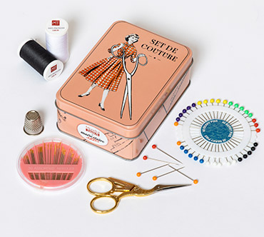 BOÎTE COFFRET EN bois à compartiments avec accessoires de couture de 34